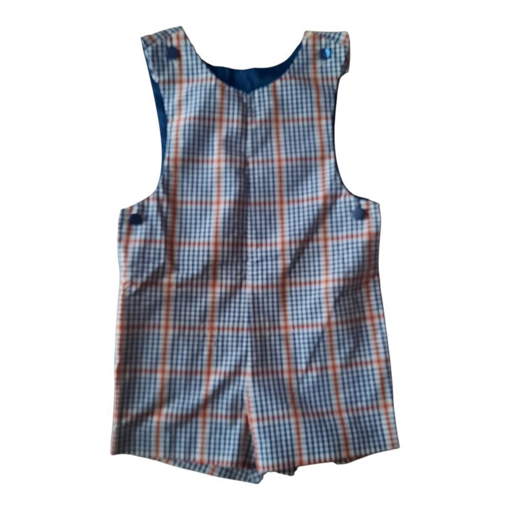 Vintage Grace Blue and Orange Plaid Kids Romper